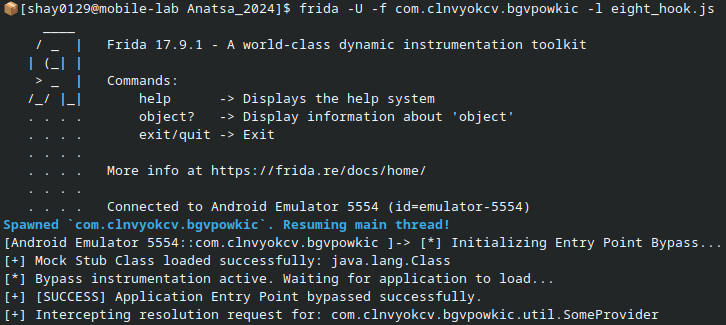 Frida Final Terminal Output